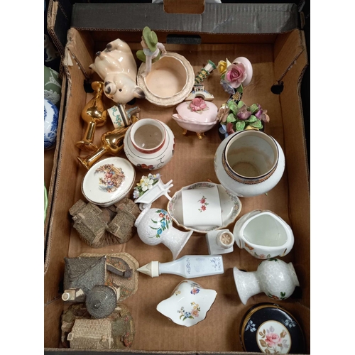 94 - 3 CARTONS OF MIXED CHINAWARE INCL; PLATES, MUGS, MONEY BOXES, TEA POTS