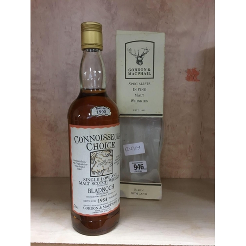 946 - BOTTLE OF CONNOISSEUR 'S CHOICE SINGLE LOWLAND MALT SCOTCH WHISKY FROM THE BLADNOCH DISTILLERY