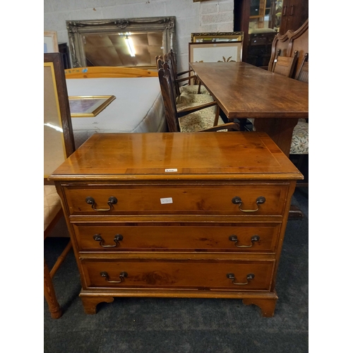 200 - YEW WOOD CHEST OF 3 DRAWERS