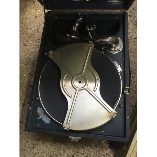 20 - VINTAGE GARRARD MODEL T, 3 SPEED SINGLE RECORD PLAYING UNIT WITH ELECTRIC & 1 WIND-UP HMV RECORD PLA... 