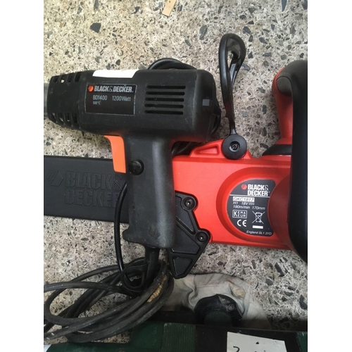 24 - A PROFORMANCE JIG SAW & A BLACK & DECKER CORDLESS CHAIN SAW, NO CHARGER & A HOT AIR SCRAPER & BOSCH ... 