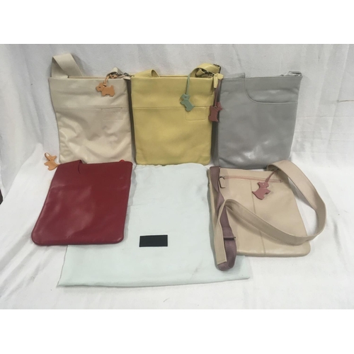 40 - 5 TRADITIONAL CROSSOVER HANDBAGS IN VARIOUS COLOURS, NEW CONDITION, BEARING THE NAME OF'' RADLEY''