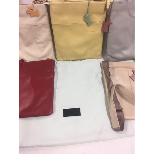 40 - 5 TRADITIONAL CROSSOVER HANDBAGS IN VARIOUS COLOURS, NEW CONDITION, BEARING THE NAME OF'' RADLEY''