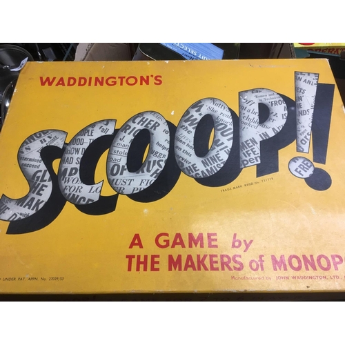 51 - QTY OF VINTAGE GAMES WADDINGTONS SCOOP, JOHN BOW PRINTING OUTFIT,JOEY THE AMAZING DANCING CLOWN & A ... 