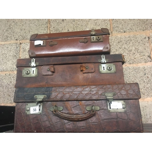 56 - 3 VINTAGE SUITCASES OF SMALL SIZE, A/F