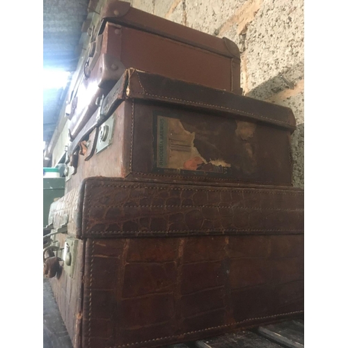 56 - 3 VINTAGE SUITCASES OF SMALL SIZE, A/F