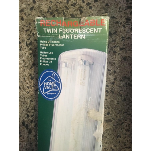 57 - RECHARGEABLE TWIN FLUORESCENT LANTERN IN BOX, NEW CONDITION