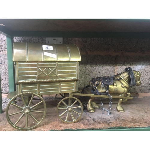 6 - BRASS GYPSY CARAVAN & HORSE