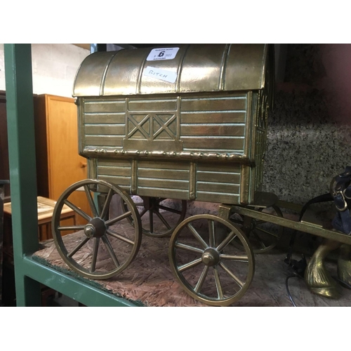 6 - BRASS GYPSY CARAVAN & HORSE