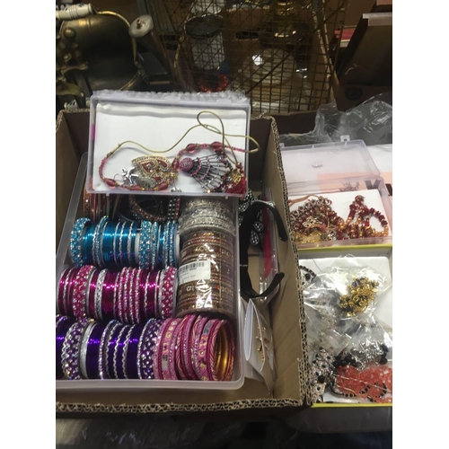 63 - CARTON WITH A SELECTION OF BANGLES & INDIAN JEWELLERY