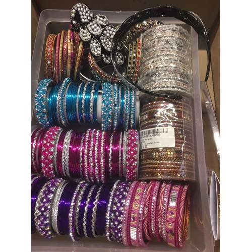 63 - CARTON WITH A SELECTION OF BANGLES & INDIAN JEWELLERY