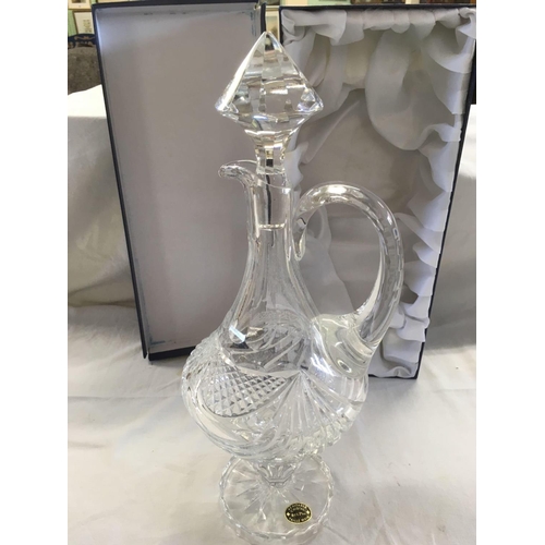 BOXED FINE QUALITY LEAD CRYSTAL CLARET JUG