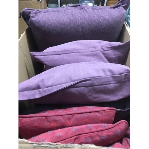 136 - 2 CARTONS OF VARIOUS CUSHIONS & A LEG PILLOW