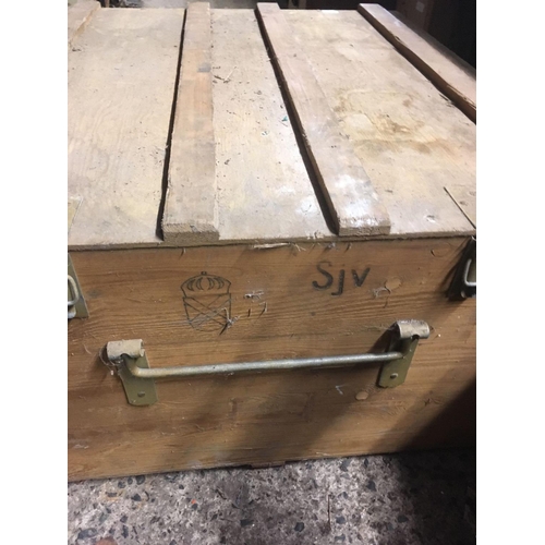 166 - NORWEGIAN ARMY WOODEN CHEST