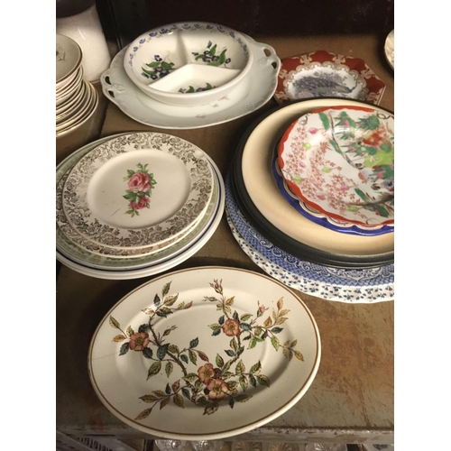 180 - SHELF OF MISC ODD CHINA PLATES