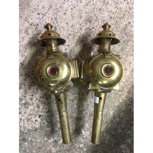 210 - 2 MODERN COPY BRASS CARRIAGE LAMPS