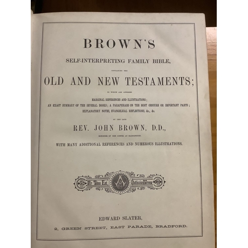 370 - LARGE LEATHER BOUND COPY OF THE HOLY BIBLE BY THE REV. JOHN BROWN, 19TH CENTURY