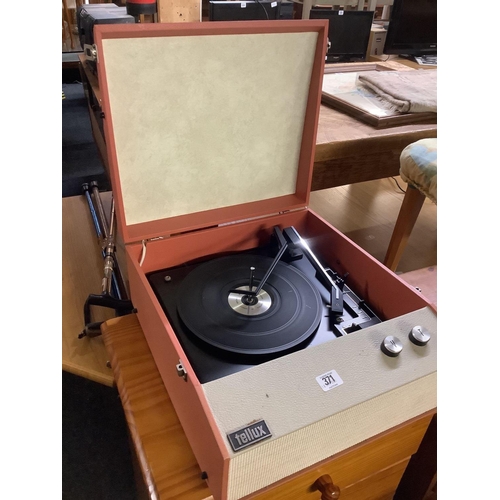 371 - 1960'S TELLUX PORTABLE RECORD PLAYER & APPROX 50 LP'S, 12'' & 10''