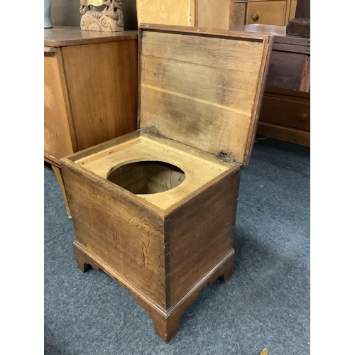 395 - VINTAGE OAK & PINE COMMODE, NO BOWL