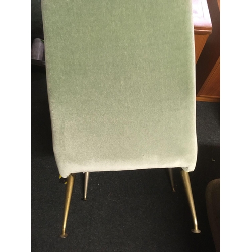 416 - MINT GREEN VELOUR EASY CHAIR