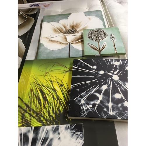 487 - 8 VARIOUS MODERN PICTURES ON STRETCHED CANVAS MAINLY A FLORAL THEME