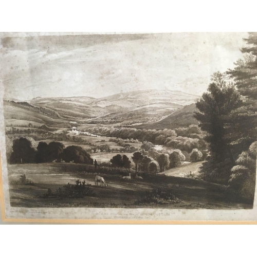 504 - PAIR OF ANTIQUE SEPIA AQUATINTS PUBLISHED IN 1862 OF LOCAL DARTMOOR VIEWS; ONE OF LEIGH TOR FROM FIR... 