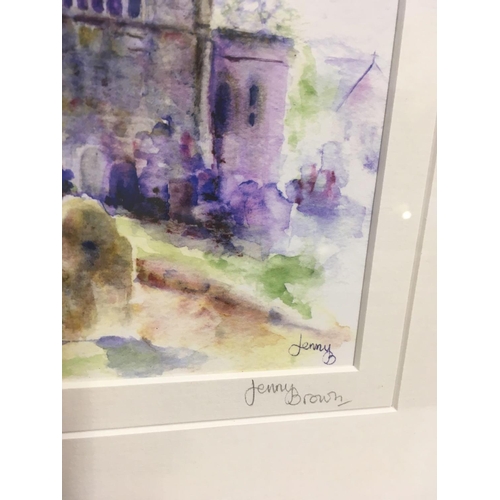 525 - JENNY BROWN; A VIEW OF ST ANDREW'S CHURCH, IPPLEPEN, DEVON. A LIMITED EDITION NUMBERED 23/150 SIGNED... 