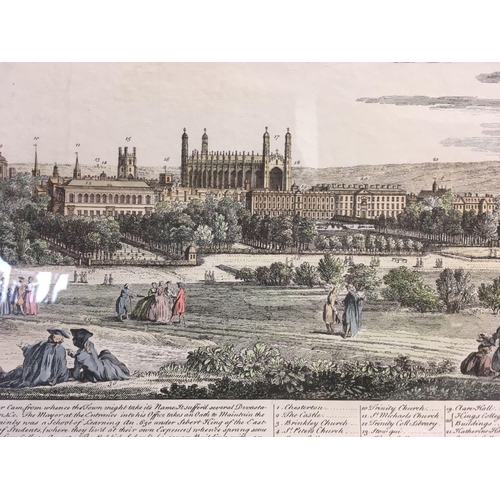 526 - A HAND COLOURED ENGRAVING VIEW OF THE NORTH WEST PROSPECT OF THE UNIVERSITY & TOWN OF CAMBRIDGE AFTE... 