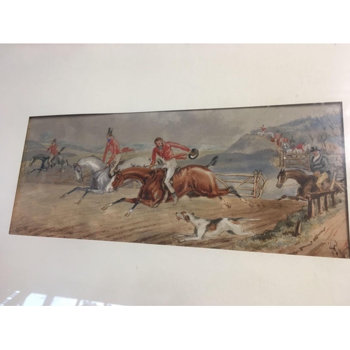 570 - BY OR AFTER HENRY ALKEN; ''CAPPING THE TAIL HOUND'' C1850, W/COLOUR. 14'' X 20''