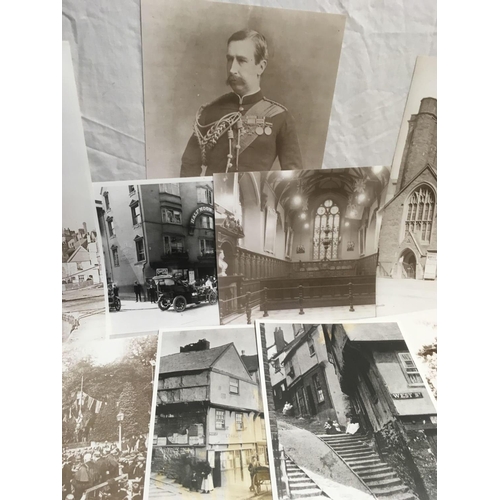 579 - A COLLECTION OF TEN SEPIA AND BLACK AND WHITE PHOTOS OF CENTRAL EXETER IN AROUND 1900. INCLUDING STR... 