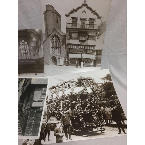 579 - A COLLECTION OF TEN SEPIA AND BLACK AND WHITE PHOTOS OF CENTRAL EXETER IN AROUND 1900. INCLUDING STR... 