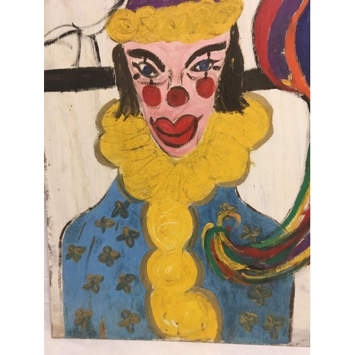 582 - OIL ON BOARD, NOT SIGNED, BUT BY SVEN BERLIN, 1911-1998 CLOWN & GUINEA FOWL, 2ft X 3ft