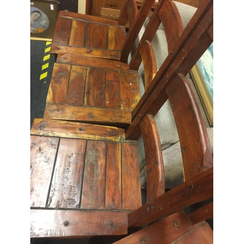 588 - 5 RUSTIC PINE LADDER BACK DINING CHAIRS