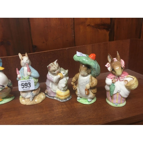 593 - 9 VARIOUS BESWICK BEATRIX POTTER FIGURINES