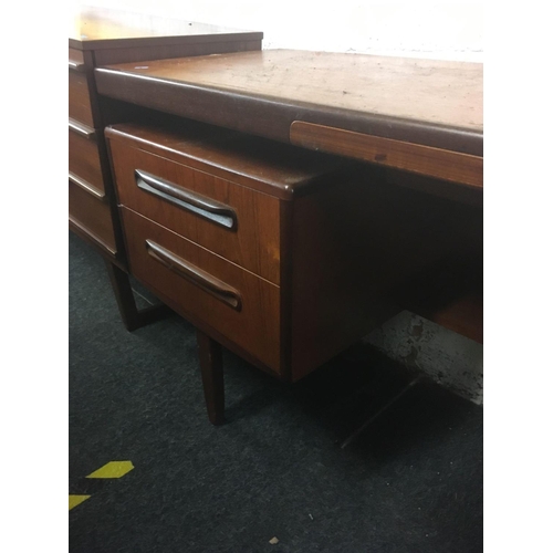 602 - RETRO G-PLAN TWIN PEDESTAL DESK, MARKED, 5ft WIDE