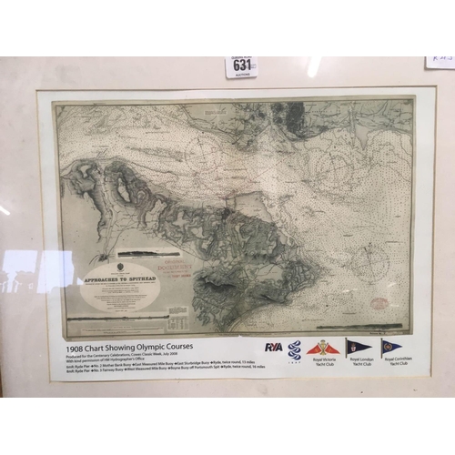 631 - REPRODUCTION CHART SHOWING OLYMPIC SAILING COURSE OF 1908