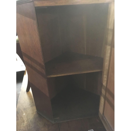 634 - VINTAGE OAK CORNER WALL CUPBOARD