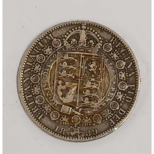 794 - A VICTORIAN SILVER HALF CROWN 1889