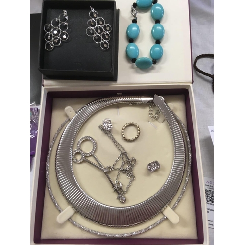 893 - QTY OF WHITE METAL COSTUME JEWELLERY, SILVER TURQUOISE RINGS MARKED 925 WITH CERTIFICATES & A LION P... 