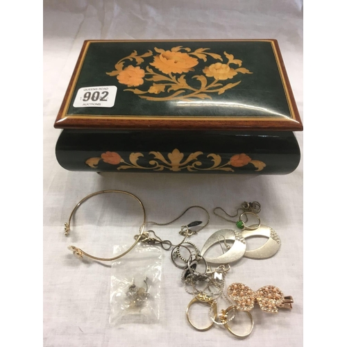 902 - ITALIAN MUSIC BOX WITH DRESS RINGS & EARRINGS