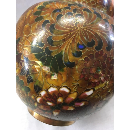 917 - BROWN CLOISONNE GINGER JAR WITH MINOR DAMAGE