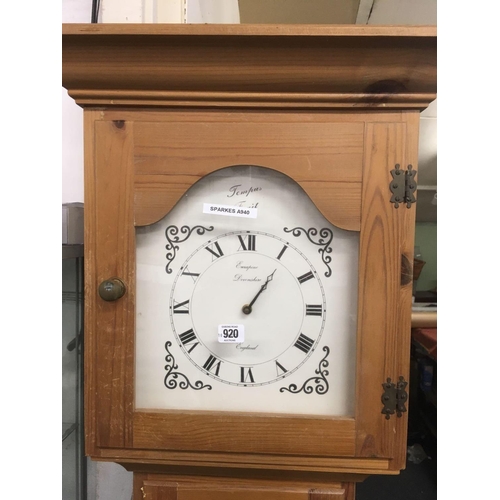 920 - MODERN PINE LONG CASED CLOCK