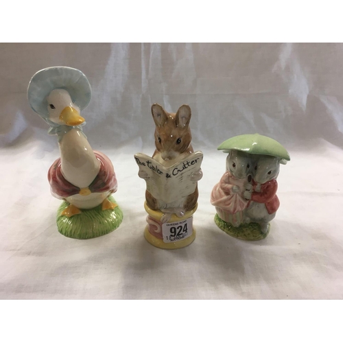 924 - 3 BESWICK WARE BEATRIX POTTER FIGURES