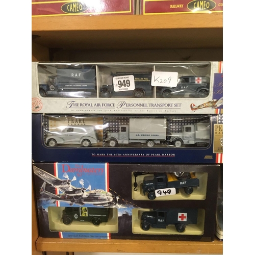 949 - QTY OF CORGI DINKY TOYS FROM THE CAMEO COLLECTION INCL; RAF PERSONNEL TRANSPORT SET & THE 50TH ANNIV... 