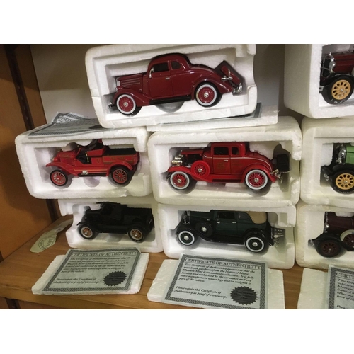 954 - 2 SHELVES OF MODEL TOYS FROM THE NATIONAL MOTOR MUSEUM WITH CERTIFICATES