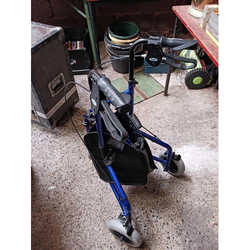 106 - 3 WHEELED FOLDING WALKER & A FOLDING SEAT