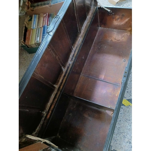 118 - BLACK METAL UNIFORM TRUNK, APPROX 42'' LONG