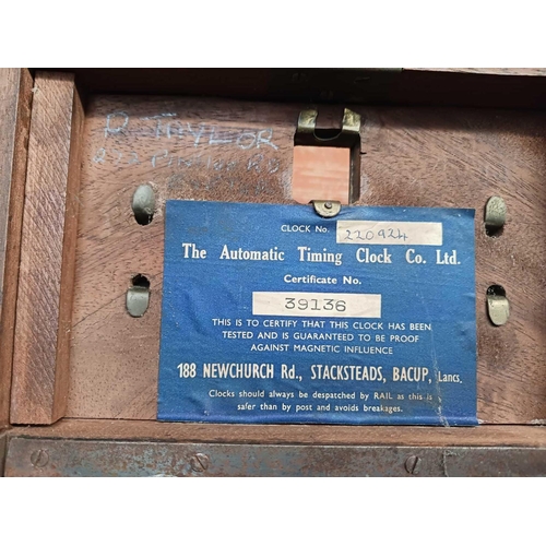 14 - VINTAGE WOOD CASED PIGEON RACE CLOCK, NOT KNOWN IF WORKING