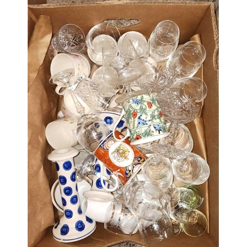 173 - 2 CARTONS OF MIXED CHINAWARE & GLASSES