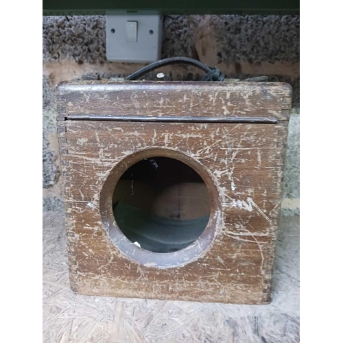 4 - VINTAGE WOOD CASED PIGEON RACE CLOCK, NOT KNOWN IF WORKING